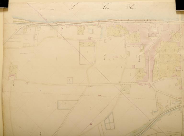Carte de la Loire non datée (vers 1860) : détail sur Blois (rive gauche, aval du pont). (archives départementales du Loiret, Carte Loire 41 : 12 Fi 7-26).