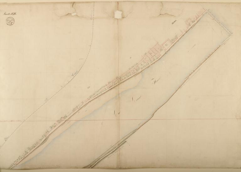 Carte de la Loire non datée (entre 1844 et 1858). Détail sur la partie située en aval du pont de Blois. (archives départementales du Loiret, Carte Loire 41 : 12 Fi 7-26).