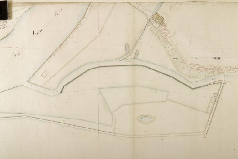 Carte de la Loire non datée (entre 1844 et 1858) : détail sur l'embouchure de la rivière du Beuvron. (archives départementales du Loiret, Carte Loire 41 : 12 Fi 7-26).