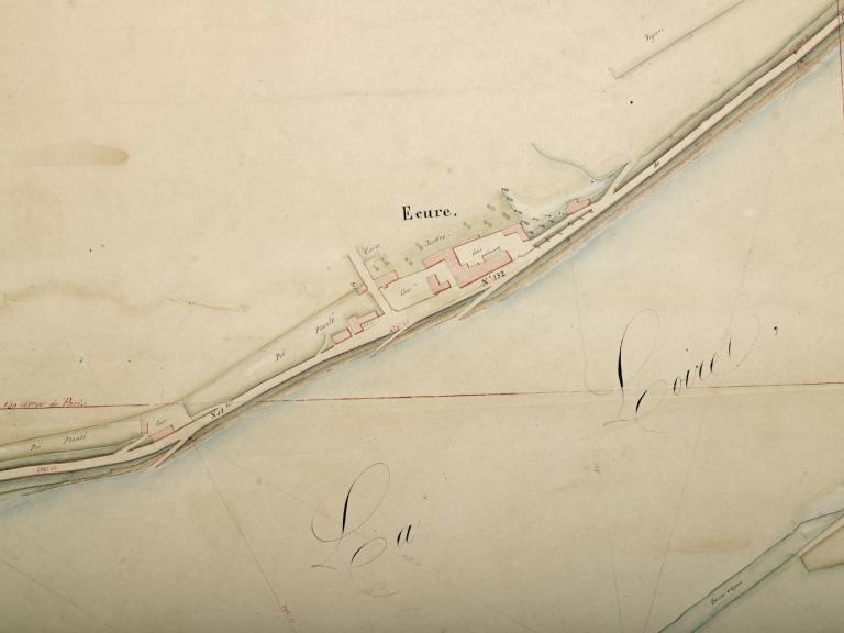 Carte de la Loire, non datée (entre 1844 et 1858). Détail sur Ecures. (archives départementales du Loiret, Carte Loire 41 : 12 Fi 7-26). ; Carte de la Loire, non datée (entre 1844 et 1858). Détail sur Ecures. (archives départementales du Loiret, Carte Loire 41 : 12 Fi 7-26).