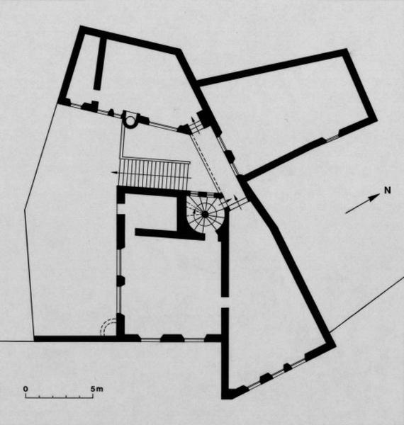 Plan du rez-de-chaussée surélevé, restitution d'après P. Robert-Houdin.
