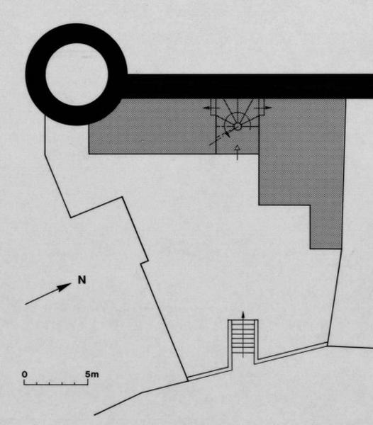 Croquis schématique des distributions de l'hôtel de Guise du règne de François 1er : plan schématique du rez-de-chaussée.