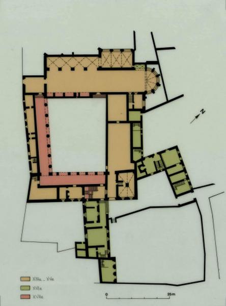 Plan du couvent au milieu du XVIIème siècle (restitution d'après le plan de l'An VII).