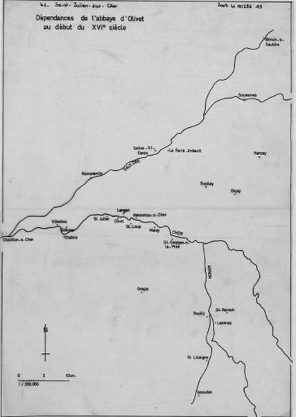 Plan des dépendances de l'abbaye au début du XVIème siècle.