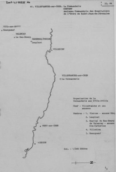 Plan de l'organisation de la Commanderie aux 17e et 18e siècles.