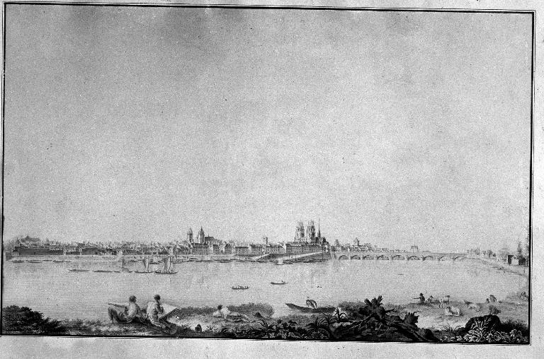 Vue du port de Recouvrance depuis la rive gauche (les Capucins), 1807, par Salmon. (collection particulière).