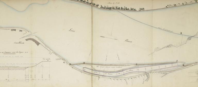 Projet de perfectionner la gare de Combleux, plan dressé le 1er novembre 1853. (archives départementales du Loiret, 2 S 112).