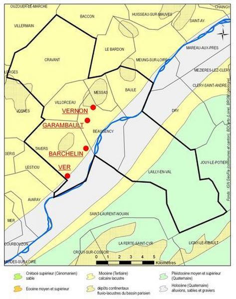 Carte géologique du canton avec la situation des anciennes carrières.