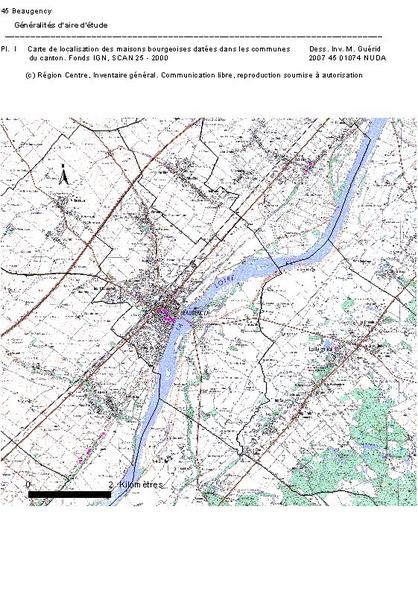 Carte de localisation des maisons bourgeoises datées dans les communes du canton. Fonds IGN SCAN 25 - 2000