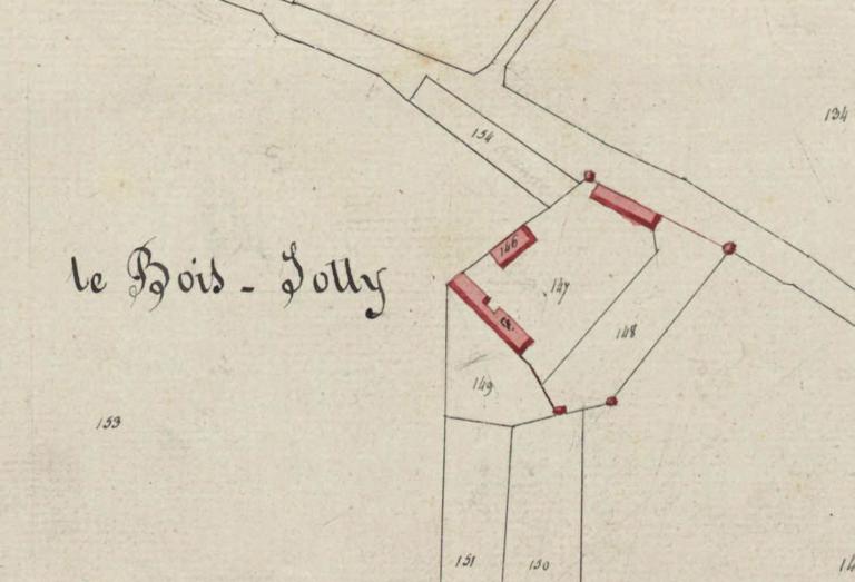 Extrait du plan cadastral de 1811, section E. (Archives départementales d'Eure-et-Loir, 3 P 4769).