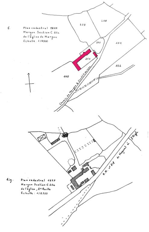 Cadastre napoléonien de 1811 et cadastre actuel (in maîtrise de Gilles Provost, Université François Rabelais, Tours).