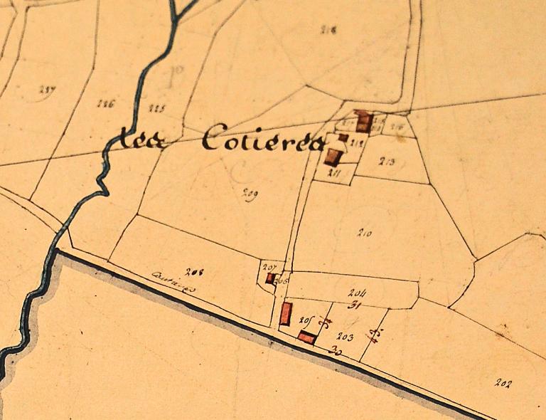 Extrait du cadastre de 1811, section B. (Archives départementales d'Eure-et-Loir, 3 P 3855 - 3865).