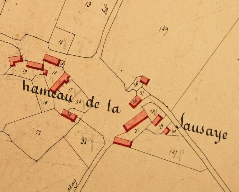 Extrait du cadastre de 1811, section E1. (Archives départementales d'Eure-et-Loir, 3 P 3855 - 3865). ; Extrait du cadastre de 1811, section E1. (Archives départementales d'Eure-et-Loir, 3 P 3855 - 3865).