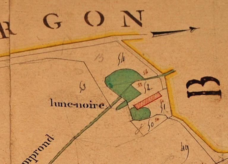 Extrait du cadastre de 1811, section A : lune-noire. (Archives départementales d'Eure-et-Loir, 3 P 3887).