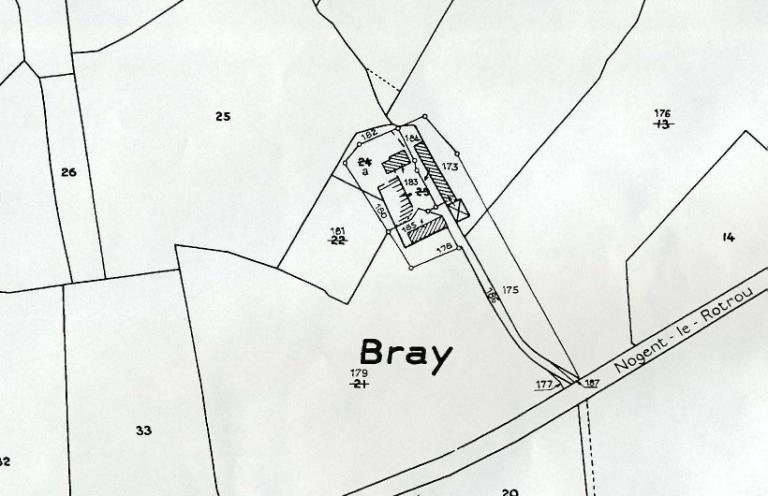Extrait du cadastre de 1987, section C : Bray. (Archives communales de Champrond-en-Perchet).
