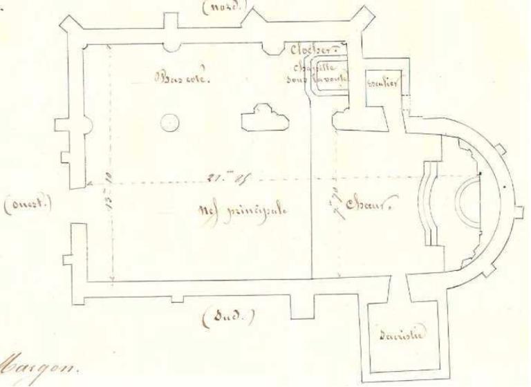 Plan dressé par l'agent voyer, Joseph Valet, en 1852. ((Archives départementales d'Eure-et-Loir, 1 O 356).