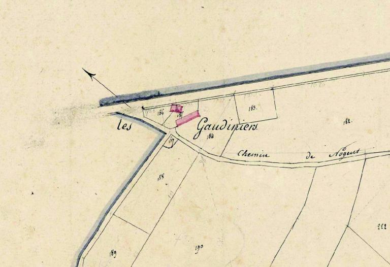 Extrait du plan cadastral de 1811, section B. (Archives départementales d'Eure-et-Loir, 3 P 4765).