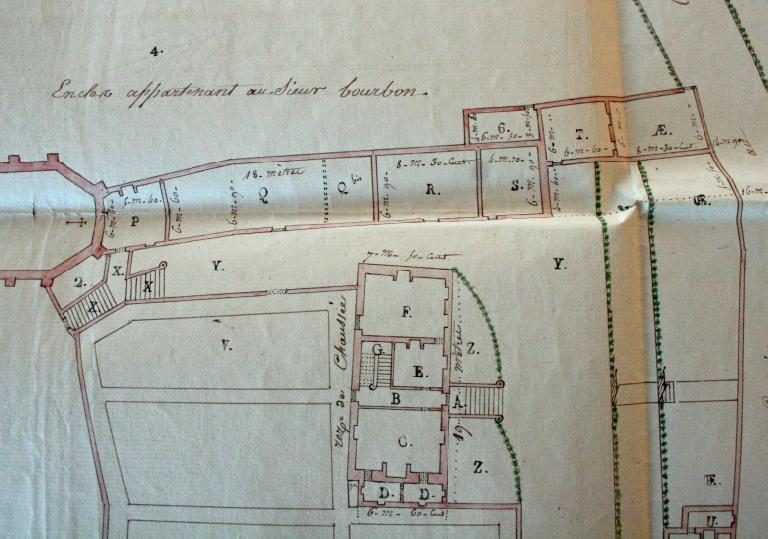 Détail du plan géométrique (le presbytère). (Archives départementales d'Eure-et-Loir, 4 Z Art. 131).