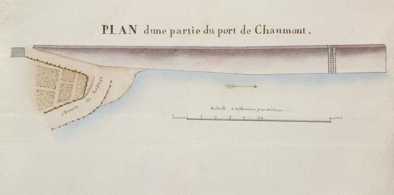 Plan d'une partie du port de Chaumont, 1822. (archives départementales du Loir-et-Cher, F 793).
