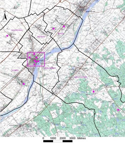 Carte de localisation des églises et chapelles du canton disparues depuis la Révolution.