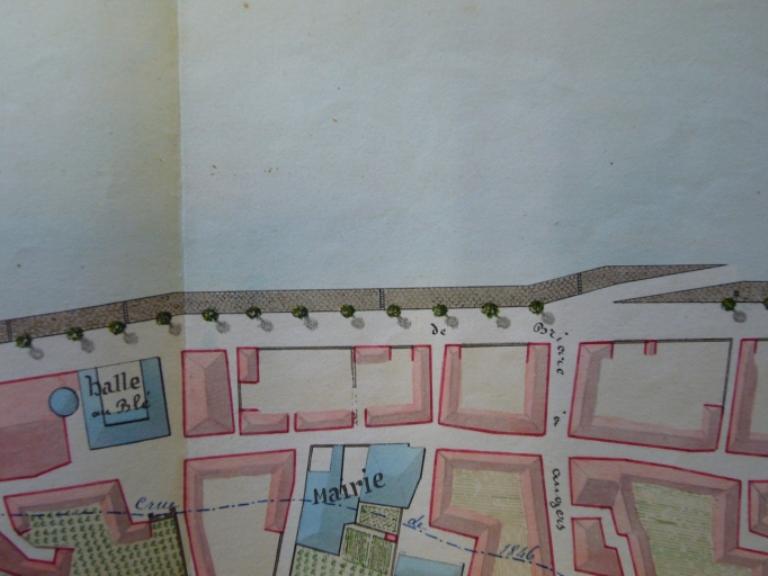 Plan d'une partie du quai de Gien et de la cale, 31 octobre 1850.  (archives départementales du Loiret, Liasse 46881).