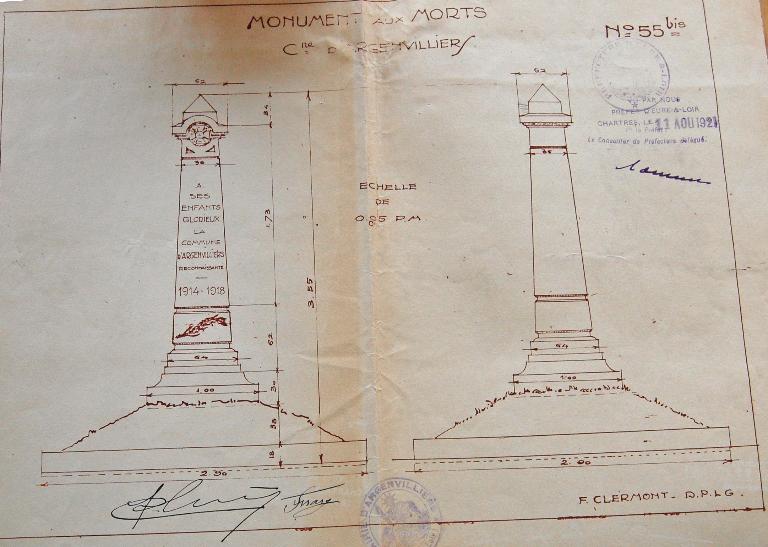 Projet dressé par l'architecte Clermont de Paris en 1921. (Archives départementales d'Eure-et-Loir, 2 O 79).