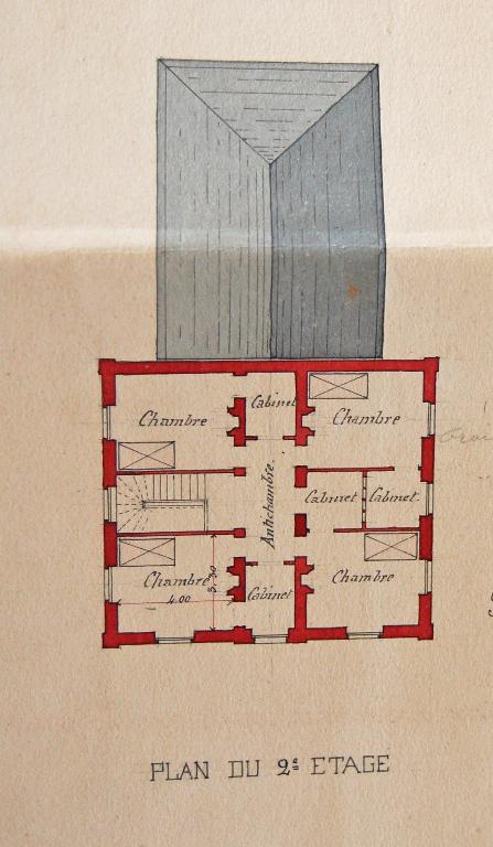 Projet de construction de la mairie-école, plan dressé par l'architecte Proust en 1873, premier étage. (Archives départementales d'Eure-et-Loir, 2 O 80).