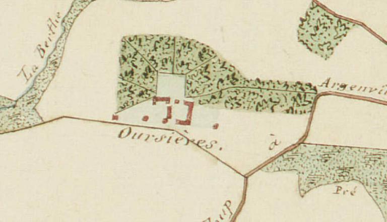 Extrait du plan de la commune dressé par l'instituteur Pichot en 1868. (Archives départementales d'Eure-et-Loir, 4 Fi 5).