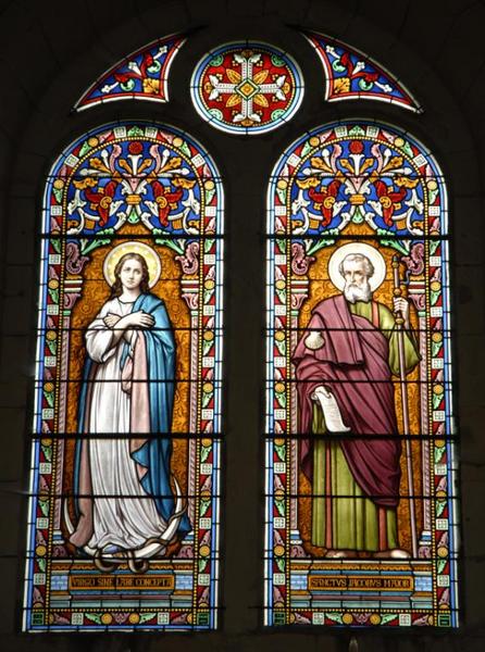 Verrière représentant l'Immaculée Conception et saint Jacques le Majeur