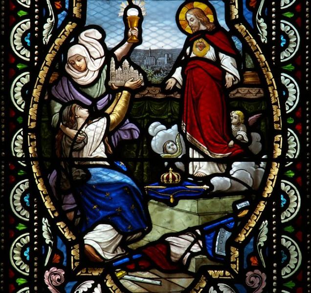 baie 1 (détail) : la France offrant la Basilique de Montmartre au Christ.