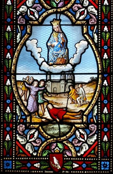 Verrière représentant le Miracle de Déols et l'Annonciation