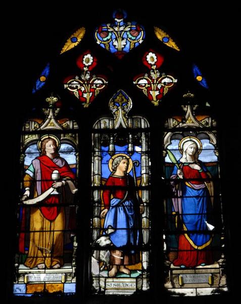 Verrière représentant sainte Solange, sainte Lucie et saint Jean