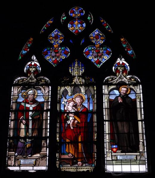 Verrière représentant saint Joseph, saint Paterne et le bienheureux César de Bus