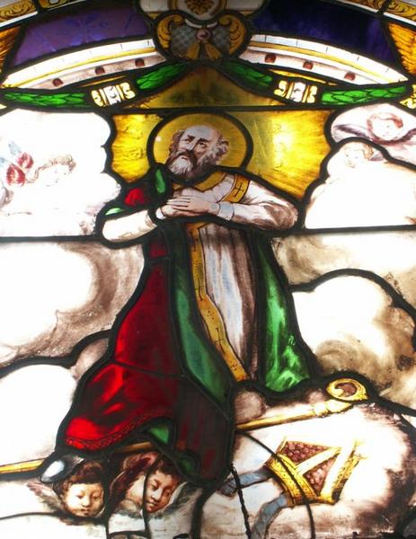Verrière représentant la vie d'un saint évêque
