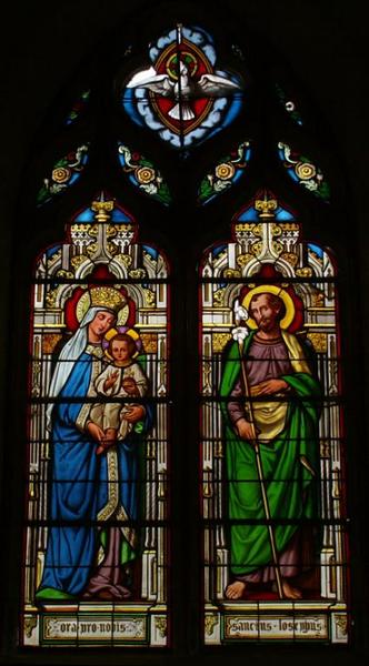 chapelle, baie 1 : la Vierge à l'Enfant et saint Joseph.