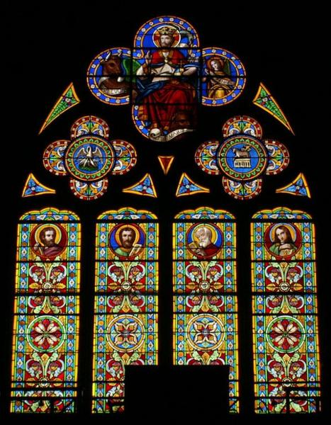 baie 101 : les quatre évangélistes et le Christ-Roi.