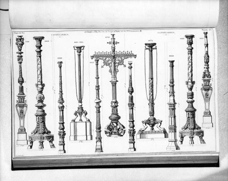 Planche 271 du catalogue de la fonderie d'art Ducel : candélabres.