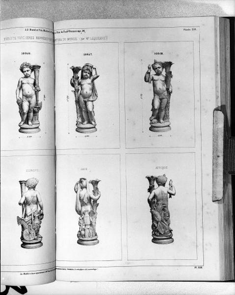 Planche 259 (2ème partie) du catalogue de la fonderie d'art Ducel : statues des parties du monde.