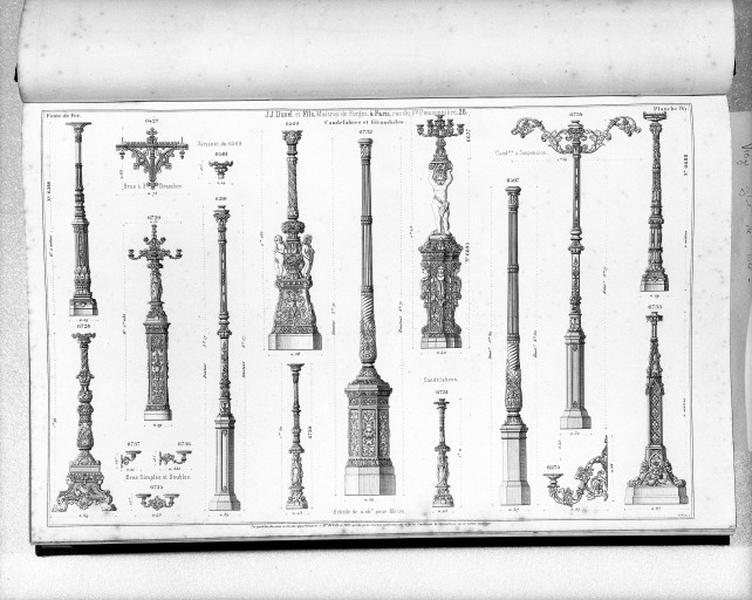 Planche 95 du catalogue de la fonderie d'art Ducel : candelabres et girandoles.