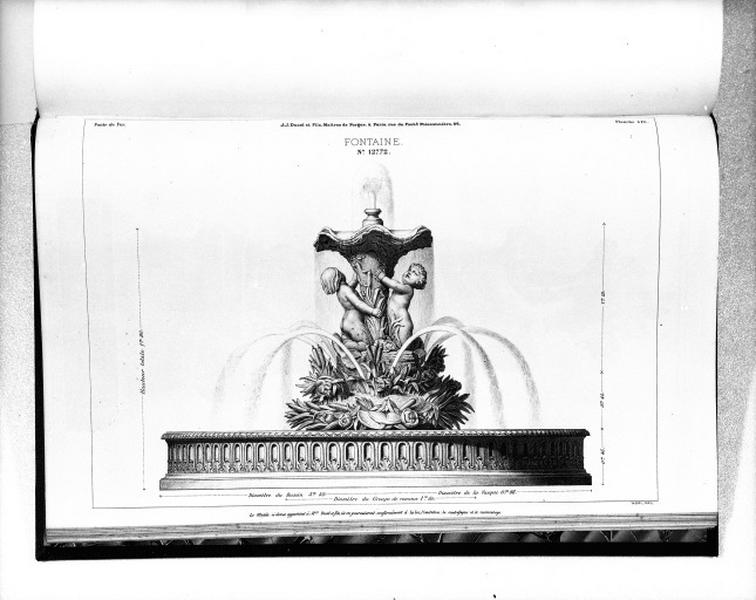 Planche 416 du catalogue de la fonderie d'art Ducel : fontaine.