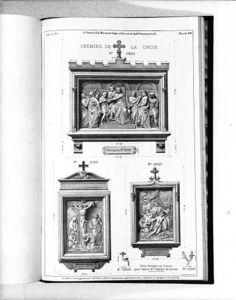 Planche 419 du catalogue de la fonderie d'art Ducel : chemins de la croix.