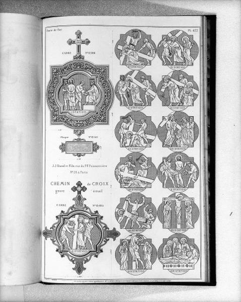 Planche 422 du catalogue de la fonderie d'art Ducel : chemin de croix.