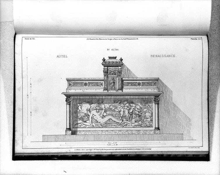 Planche 425 du catalogue de la fonderie d'art Ducel : autel Renaissance.