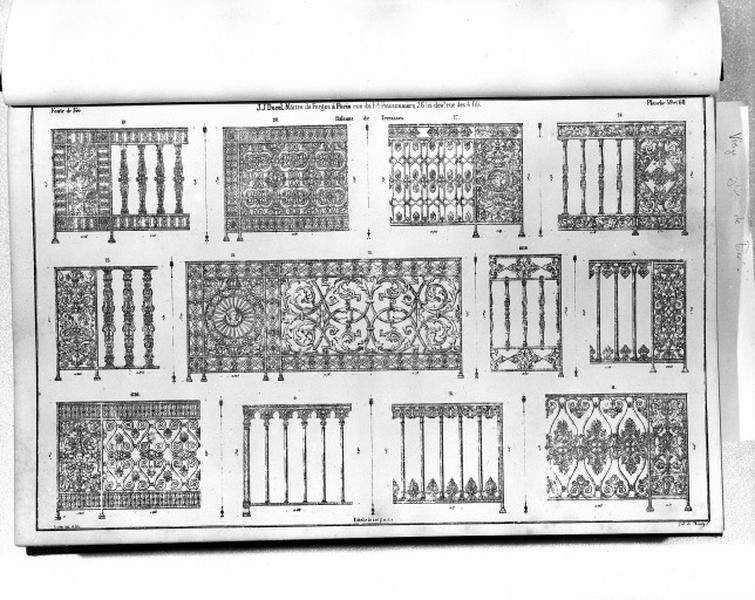 Planches 59 et 60 du catalogue de la fonderie d'art Ducel : balcons de terrasses.