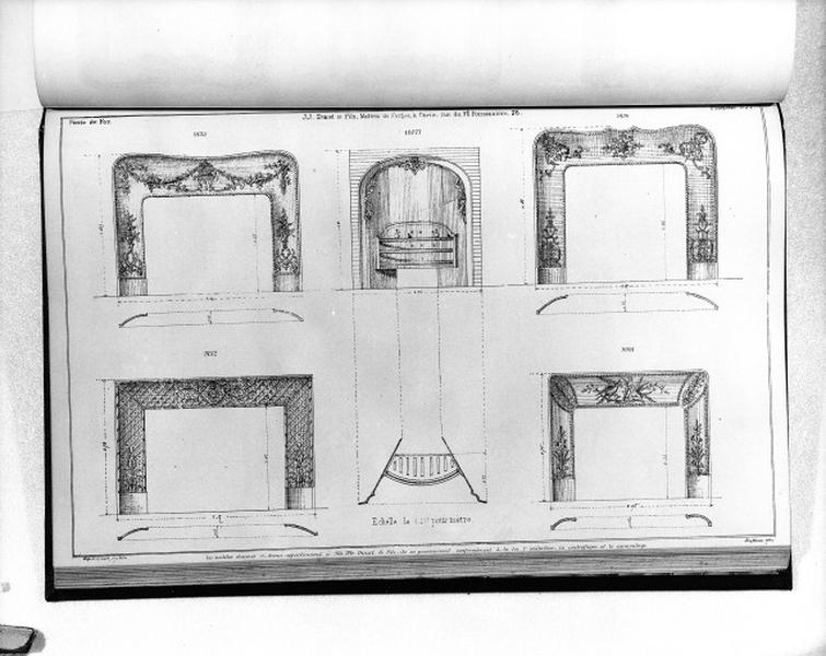 Planche 371 du catalogue de la fonderie d'art Ducel : cheminées.