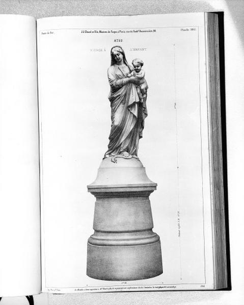Planche 305 du catalogue de la fonderie d'art Ducel : statue, Vierge à l'enfant.