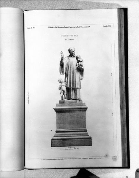 Planche 354 du catalogue de la fonderie d'art Ducel : statue de saint Vincent de Paul.