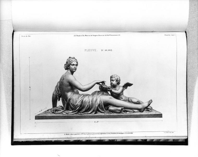 Planche 427 du catalogue de la fonderie d'art Ducel : groupe sculpté Fleuve.