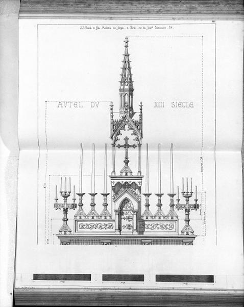 Planche 303 du catalogue de la fonderie d'art Ducel : autel du XIIIè siècle.