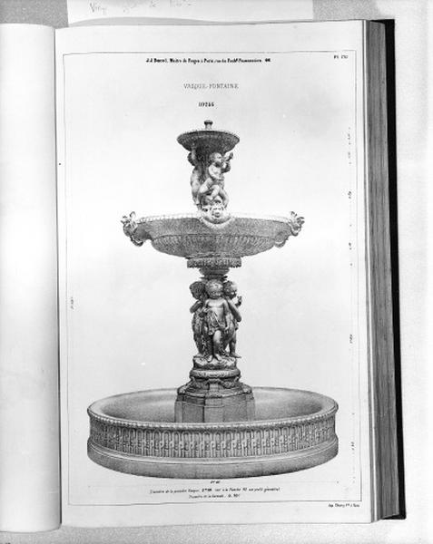 Planche 170 du catalogue de la fonderie d'art Ducel : vasque-fontaine.